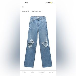 ZARA WIDE LEG FULL LENGTH JEAN